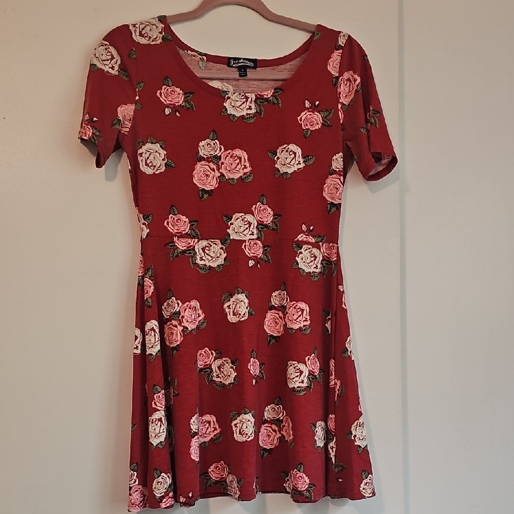 Freshman Red Scoop Neck A-Line Mini Dress